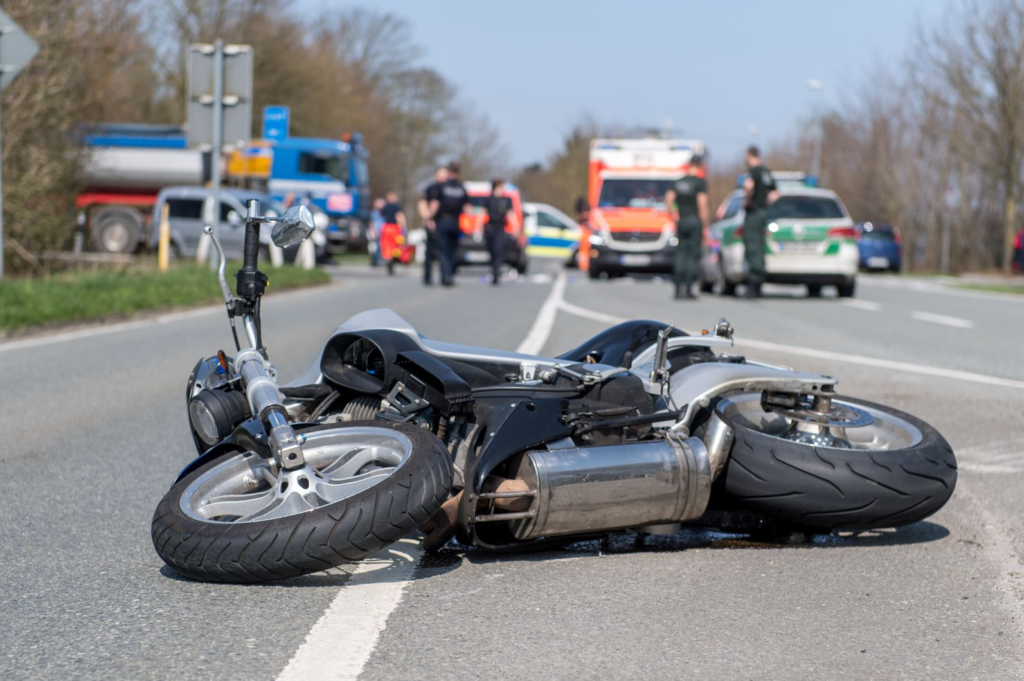 Motorcycle accident, friendly photo 